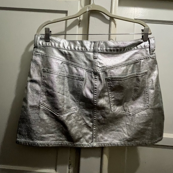 Madewell x Aimee Song denim mini skirt in coated silver size 29 NWT new - Picture 10 of 15